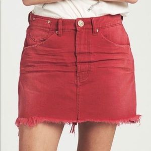 ONE TEASPOON VANGUARD MID RISE DENIM SKIRT RED
